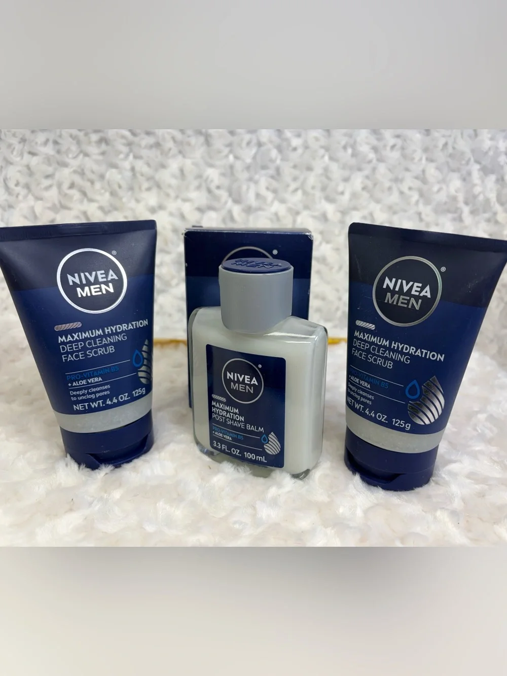 Lot of 3 Nivea men Maximum Hydration Deep Cleansing Face Scrub & Post Shave Balm